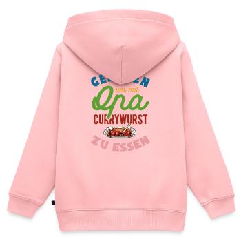 Geboren um mit Opa Currywurst zu essen - Kinder Premium Organic Zip Hoodie - Rosa - Hinten - AI Model Kid Female (0cm)
