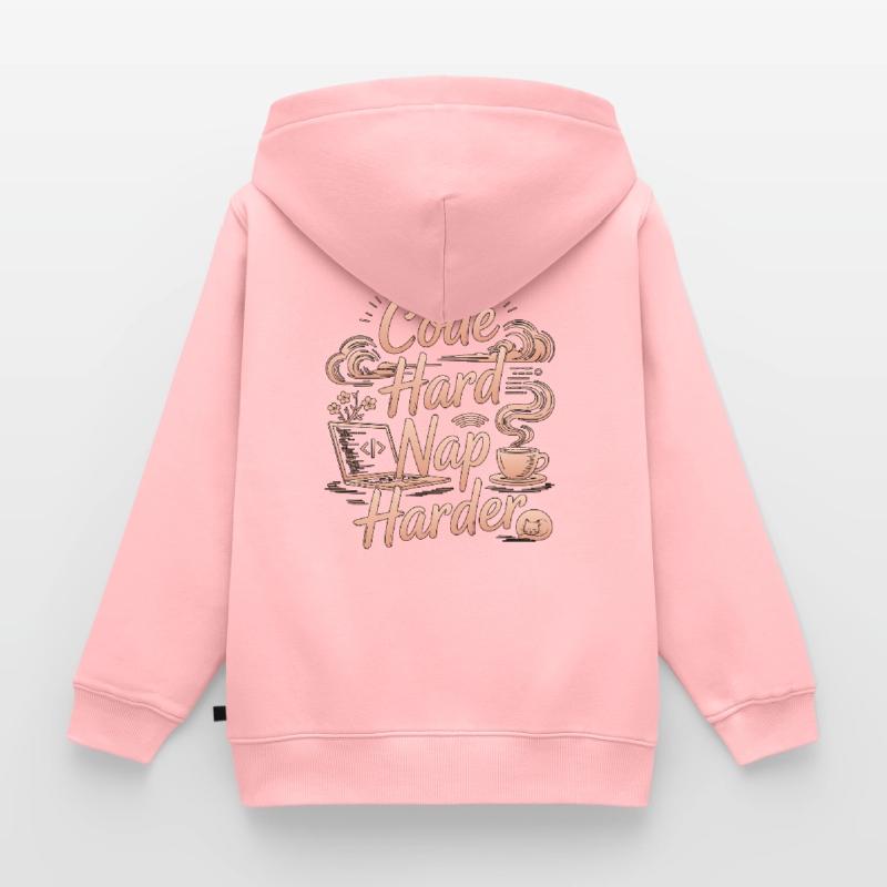 Remote Developer Code Hard Nap Harder Remote Coder Kinder Premium Organic Zip Hoodie