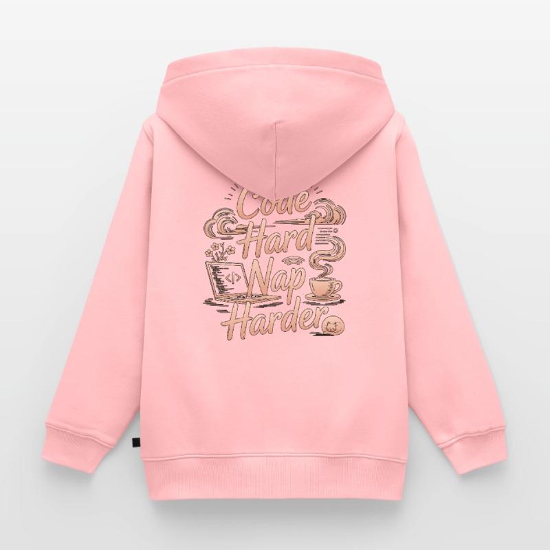 Remote Developer Code Hard Nap Harder Remote Coder Kinder Premium Organic Zip Hoodie