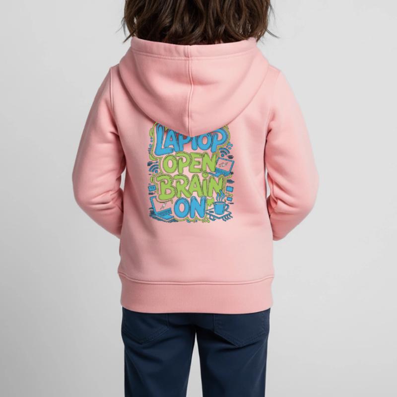 Remote Developer Laptop Open Brain On Remote Coder Kinder Premium Organic Zip Hoodie