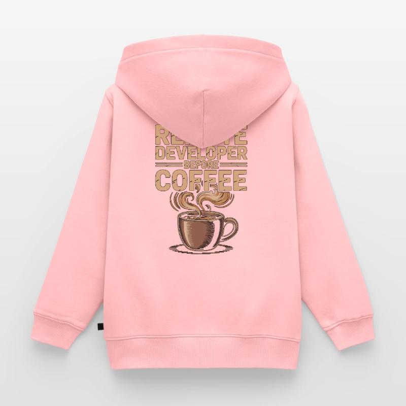 Remote Developer Before Remote Coder Coffee Lover Kinder Premium Organic Zip Hoodie