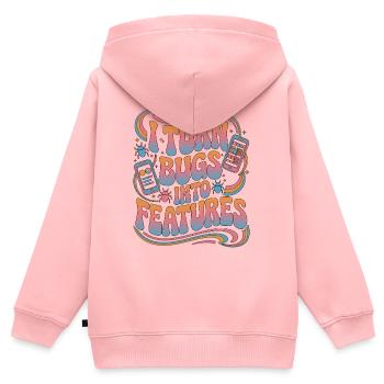 Développeur d’applications mobiles Je transforme les bugs en programmation - Sweat Premium à capuche zippé enfant bio - rose - Dos - AI Model Kid Female (0cm)