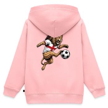Cool Lion Kicking Football Ball England Flag - Kids Premium Organic Zip-up Hoodie - rose - Back - AI Model Kid Female (0cm)