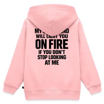 Humorvolles Paar Freundin eifersüchtig lustiges Geschenk - Kinder Premium Organic Zip Hoodie - Rosa - Hinten - AI Model Kid Female (0cm)