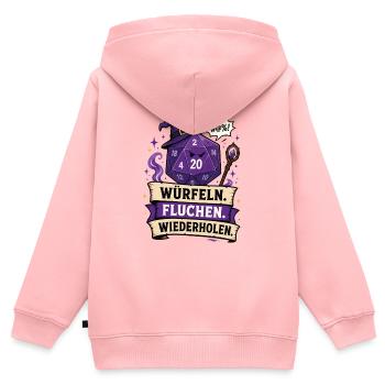 Würfeln Fluchen Wiederholen Shirt - Kinder Premium Organic Zip Hoodie - Rosa - Hinten - AI Model Kid Female (0cm)