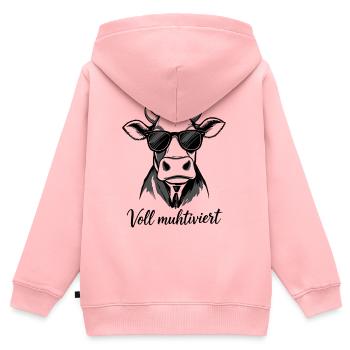 Voll Muhtviert im Büro | Kuh mit Sonnenbrille - Kinder Premium Organic Zip Hoodie - Rosa - Hinten - AI Model Kid Female (0cm)