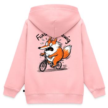 Fox on Bicycle - Kids Premium Organic Zip-up Hoodie - rose - Back - AI Model Kid Female (0cm)