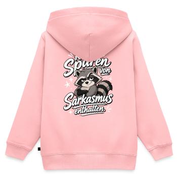 Kann Spuren Von Sarkasmus Enthalten Waschbär - Kinder Premium Organic Zip Hoodie - Rosa - Hinten - AI Model Kid Female (0cm)