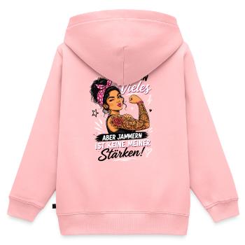 Ich Kann Vieles Aber Jammern Ist Keine Stärke - Kinder Premium Organic Zip Hoodie - Rosa - Hinten - AI Model Kid Female (0cm)