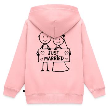 Un couple de mariage de dessins animés vient de se marier noir - Sweat Premium à capuche zippé enfant bio - rose - Dos - AI Model Kid Female (0cm)