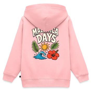 Journées de Majorque avec soleil, vagues et hibiscus - Sweat Premium à capuche zippé enfant bio - rose - Dos - AI Model Kid Female (0cm)