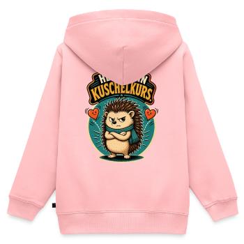 Igel Kein Kuschelkurs Shirt - Kinder Premium Organic Zip Hoodie - Rosa - Hinten - AI Model Kid Female (0cm)