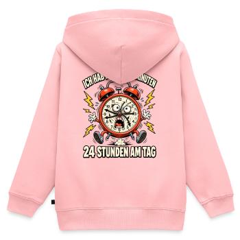 Ich hab meine fünf Minuten – rund um die Uhr - Kinder Premium Organic Zip Hoodie - Rosa - Hinten - AI Model Kid Female (0cm)