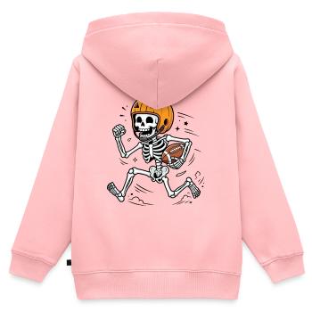 Halloween, America Football, Skeleton - Sweat Premium à capuche zippé enfant bio - rose - Dos - AI Model Kid Female (0cm)