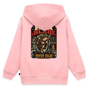 Koi Blade River Dojo Shirt - Kinder Premium Organic Zip Hoodie - Rosa - Hinten - AI Model Kid Female (0cm)