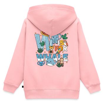 W c’est pour Fête du zoo de baleines Anniversaire du zoo de la jungle - Sweat Premium à capuche zippé enfant bio - rose - Dos - AI Model Kid Female (0cm)