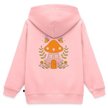 Mondbeschienene Pilzhütte - Kinder Premium Organic Zip Hoodie - Rosa - Hinten - AI Model Kid Female (0cm)