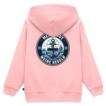 Mon bateau, mes règles – Déclaration du capitaine - Sweat Premium à capuche zippé enfant bio - rose - Dos - AI Model Kid Female (0cm)