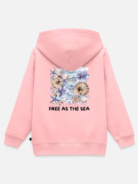 Aquarell Muscheln & Seesterne Küstenblüten Design - Kinder Premium Organic Zip Hoodie - Rosa