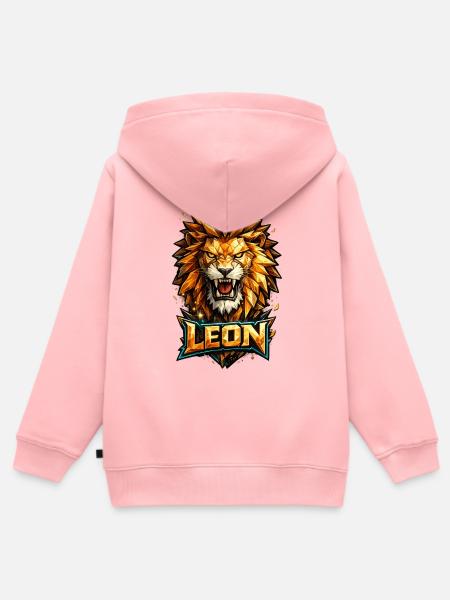 Leon Löwe Vorname Name Geschenk - Kinder Premium Organic Zip Hoodie - Rosa