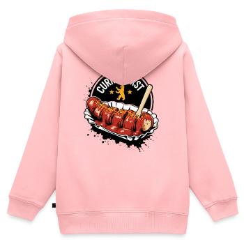 Currywurst Berlin - Kinder Premium Organic Zip Hoodie - Rosa - Hinten - AI Model Kid Female (0cm)
