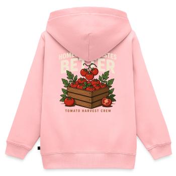 Homegrown Tomaten Ernte Crew - Kinder Premium Organic Zip Hoodie - Rosa - Hinten - AI Model Kid Female (0cm)