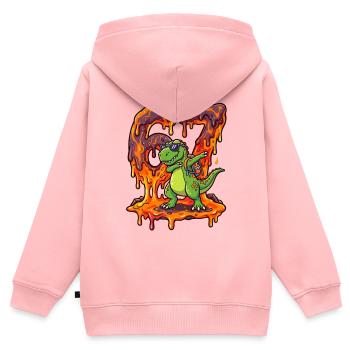 67 Dabbing T-Rex Dino Six Seven Meme Brainrot - Kinder Premium Organic Zip Hoodie - Rosa - Hinten - AI Model Kid Female (0cm)
