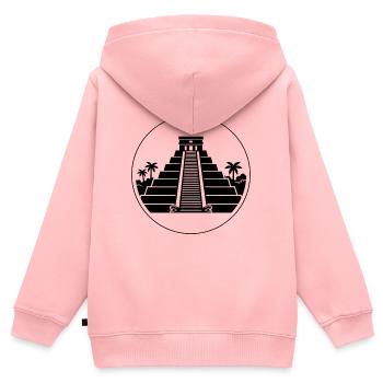 Pyramide El Castillo Chichén Itzá Mexiko - Kinder Premium Organic Zip Hoodie - Rosa - Hinten - AI Model Kid Female (0cm)