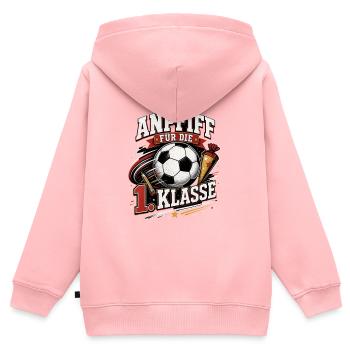 Anpfiff für die 1. Klasse. Einschulung Fußball - Kinder Premium Organic Zip Hoodie - Rosa - Hinten - AI Model Kid Female (0cm)