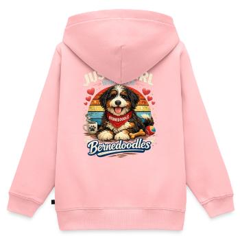 Einfach nur ein Mädchen, das Bernedoodles liebt - Kinder Premium Organic Zip Hoodie - Rosa - Hinten - AI Model Kid Female (0cm)