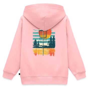 Basket And Chains Disc Golf Starter Sets - Kinder Premium Organic Zip Hoodie - Rosa - Hinten - AI Model Kid Female (0cm)