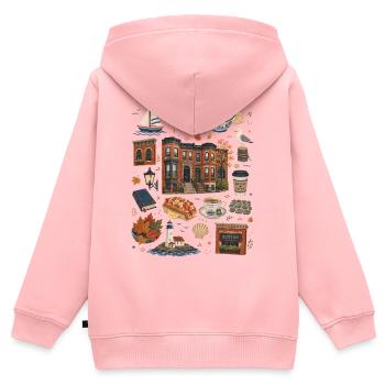 Boston | Küste & Geschichte - Kinder Premium Organic Zip Hoodie - Rosa - Hinten - AI Model Kid Female (0cm)