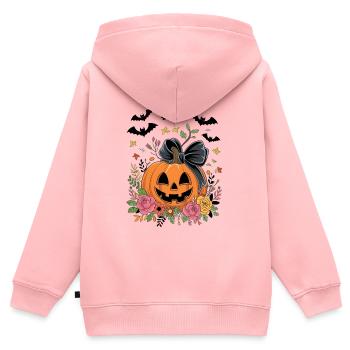 Halloween Kürbis - Kinder Premium Organic Zip Hoodie - Rosa - Hinten - AI Model Kid Female (0cm)