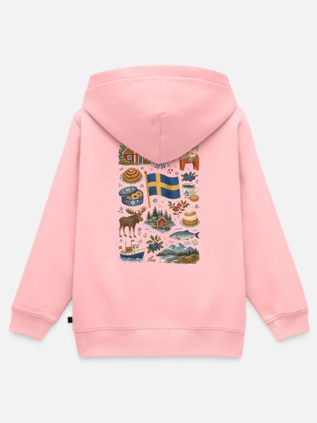 Schweden | Fika, Elch & Seen - Kinder Premium Organic Zip Hoodie - Rosa