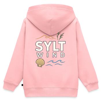 Sylt Wind Nordsee Inselmotiv mit Meer & Dünen - Kinder Premium Organic Zip Hoodie - Rosa - Hinten - AI Model Kid Female (0cm)