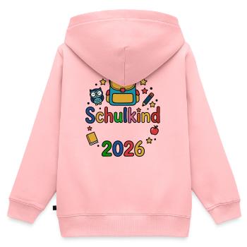 Schulkind 2026 | Dein Name | Personalisierbar - Kinder Premium Organic Zip Hoodie - Rosa - Hinten - AI Model Kid Female (0cm)