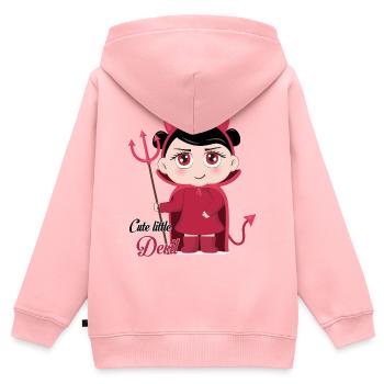 Süßes kleines Teufel-Chibi-Mädchen mit Mistgabel-Graphi - Kinder Premium Organic Zip Hoodie - Rosa - Hinten - AI Model Kid Female (0cm)