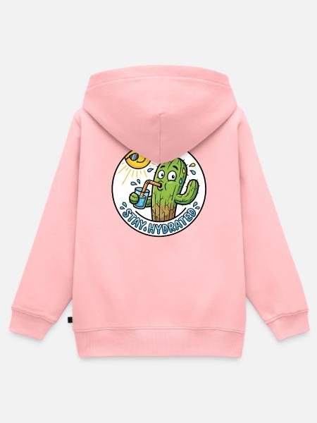 Stay Hydrated - Durstiger Kaktus - Kinder Premium Organic Zip Hoodie - Rosa