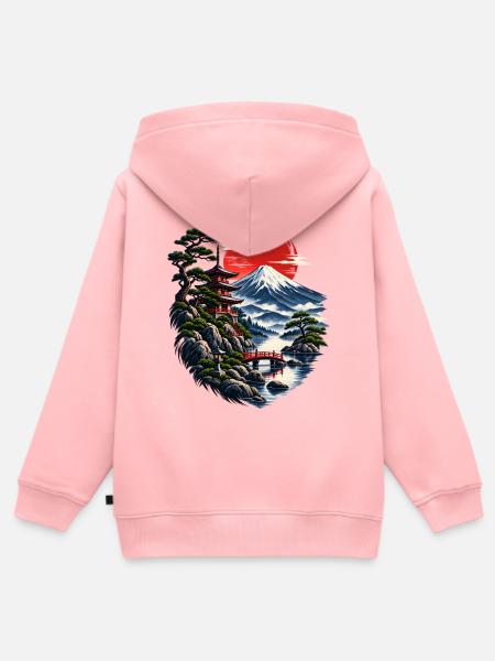Japanische Abendröte am Fuji - Kinder Premium Organic Zip Hoodie - Rosa