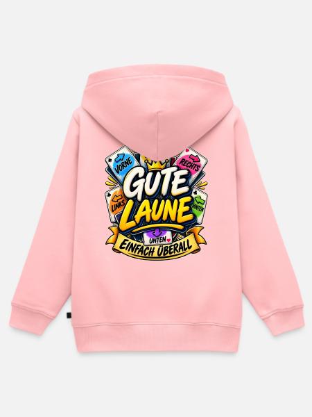 Gute Laune Einfach Überall Lustiger Spiel Spruch - Kinder Premium Organic Zip Hoodie - Rosa