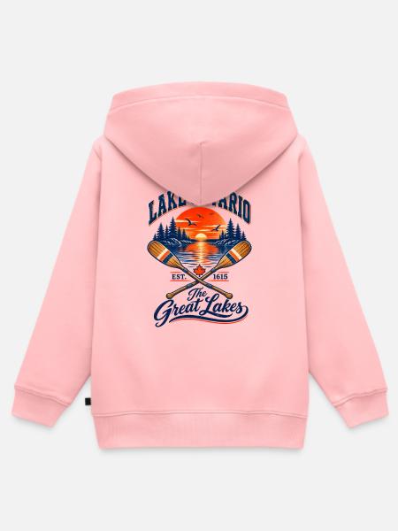 Lake Ontario Great Lakes - Kinder Premium Organic Zip Hoodie - Rosa