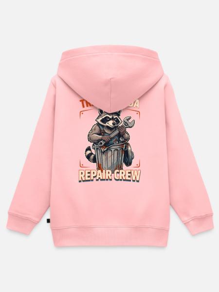 Trash Panda Reparatur Crew - Kinder Premium Organic Zip Hoodie - Rosa