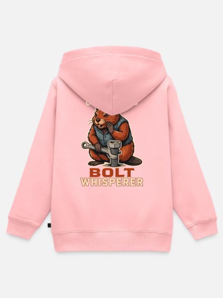 Certified Bolt Whisperer - Kinder Premium Organic Zip Hoodie - Rosa