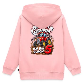 Ich bin schon 5 Jahre alte - Traktor 5 Geburtstag - Kinder Premium Organic Zip Hoodie - Rosa - Hinten - AI Model Kid Female (0cm)