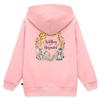 Wildfang und Herzensdieb Safari Tiere Aquarell - Kinder Premium Organic Zip Hoodie - Rosa - Hinten - AI Model Kid Female (0cm)