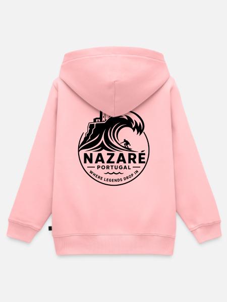 Nazaré Big Wave - Kinder Premium Organic Zip Hoodie - Rosa