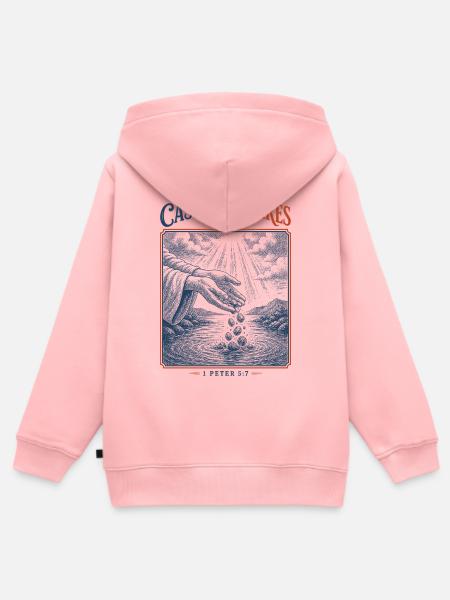 Werfen Sie Ihre Sorgen. - Kinder Premium Organic Zip Hoodie - Rosa
