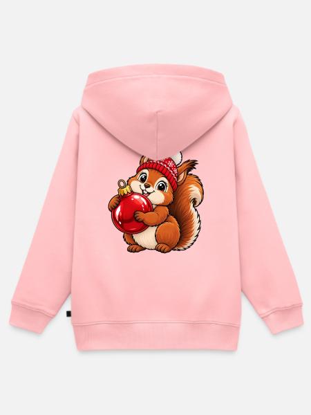 Weihnachten Eichhörnchen Kugel Geschenkidee - Kinder Premium Organic Zip Hoodie - Rosa