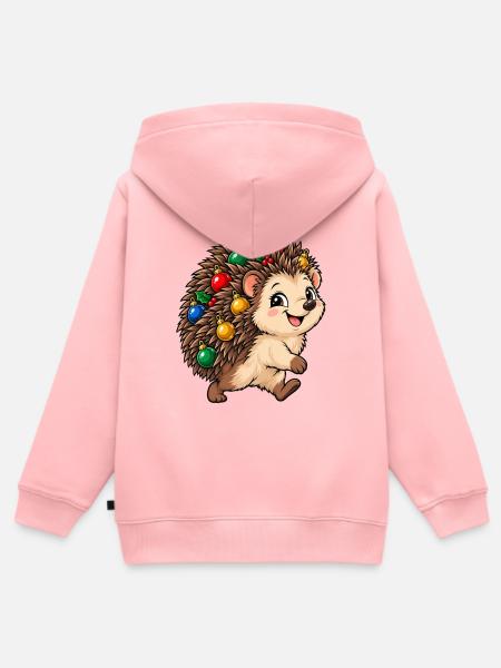 Weihnachten Igel Christbaumkugeln Geschenk - Kinder Premium Organic Zip Hoodie - Rosa