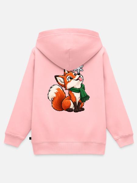 Weihnachten Fuchs Schneeflocke Winter Geschenk - Kinder Premium Organic Zip Hoodie - Rosa